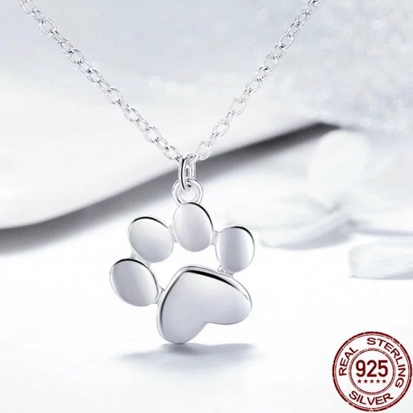 925 Silver Paw Print Necklace - Picture 5 of 6